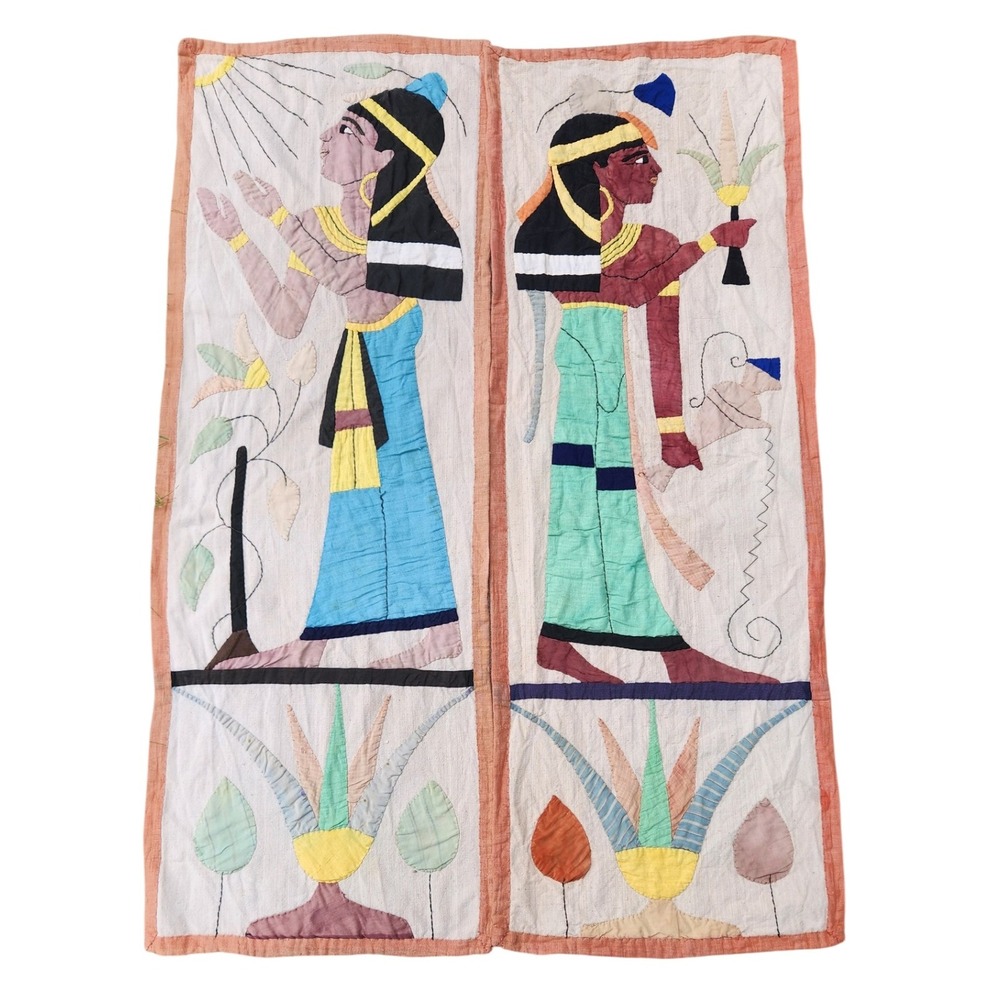 1920's King Tut Egyptian Revival Textile Art Wall Hanging Tapestry Decor‎